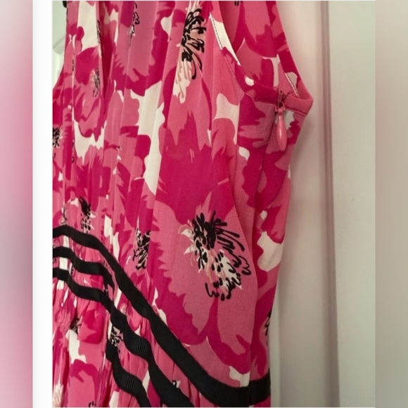 The Kooples NWT Fit and Flare,floral,sleeveless dress sz.2 women's 6-8 Pink/blk - Picture 6 of 9